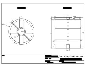 800 gallon HDPE vertical tank drawing VTB800-60, 60 inch diameter